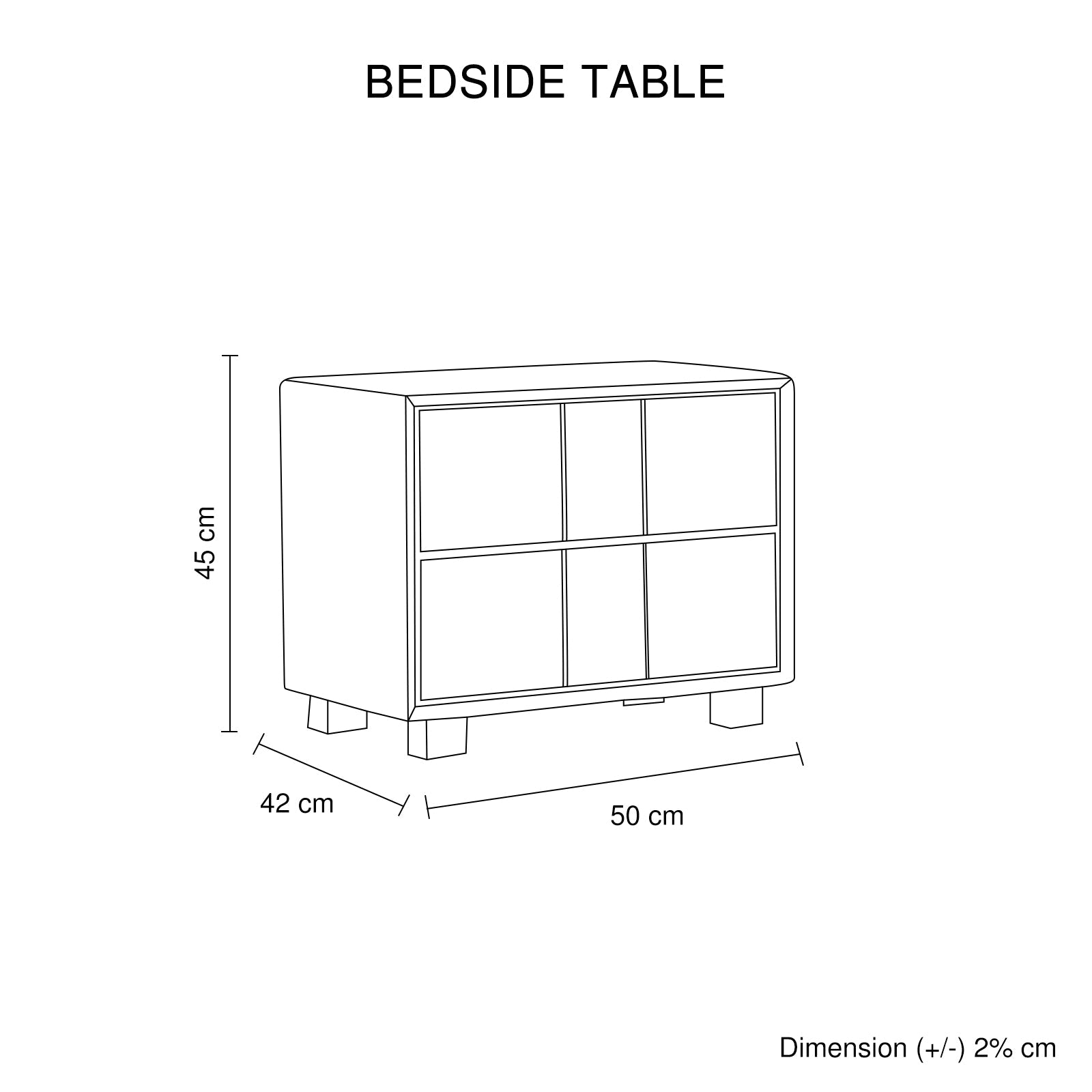Prado Bedside Table MDF Construction Fabric Upholstery Iron Feet V43-BST-PRD