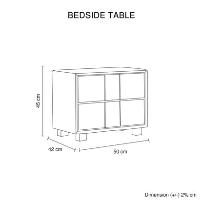 Prado Bedside Table MDF Construction Fabric Upholstery Iron Feet V43-BST-PRD