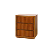 Bedside Table MDF Brown Colour Waveform Design Three Drawers V43-BST-TOBY