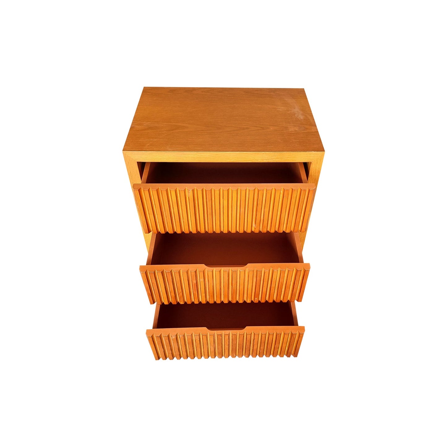 Bedside Table MDF Brown Colour Waveform Design Three Drawers V43-BST-TOBY