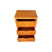 Bedside Table MDF Brown Colour Waveform Design Three Drawers V43-BST-TOBY