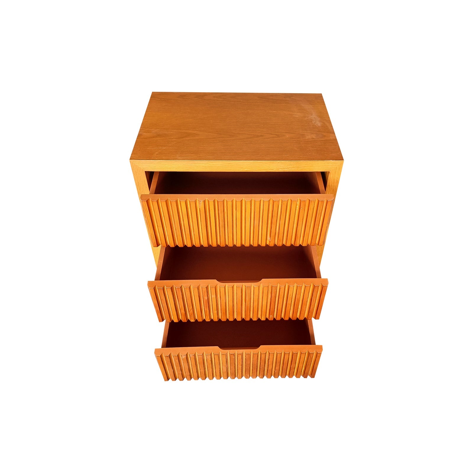 Bedside Table MDF Brown Colour Waveform Design Three Drawers V43-BST-TOBY