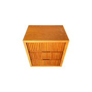 Bedside Table MDF Brown Colour Waveform Design Three Drawers V43-BST-TOBY