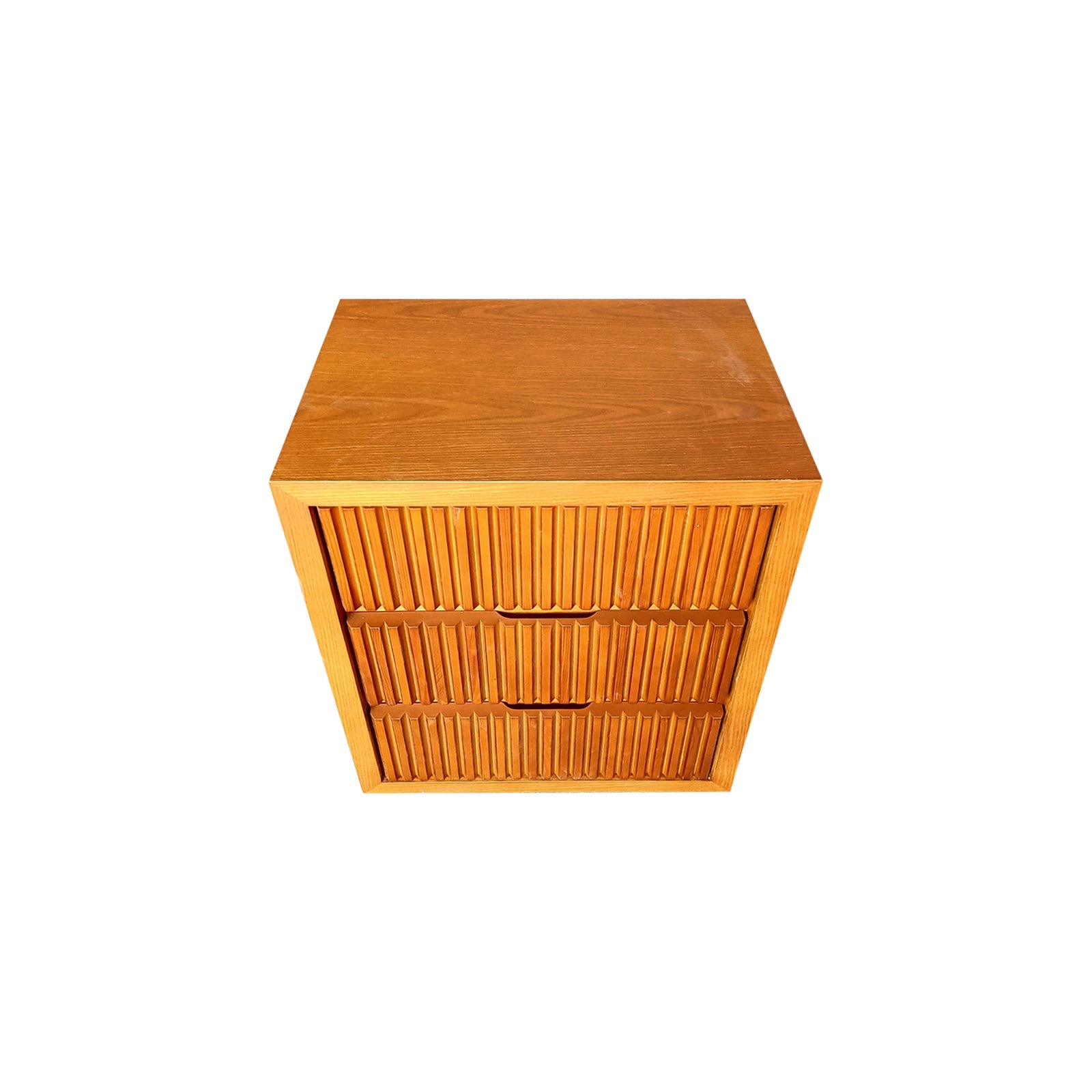 Bedside Table MDF Brown Colour Waveform Design Three Drawers V43-BST-TOBY