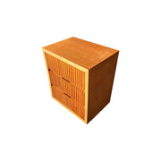 Bedside Table MDF Brown Colour Waveform Design Three Drawers V43-BST-TOBY