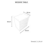 Bedside Table MDF Brown Colour Waveform Design Three Drawers V43-BST-TOBY