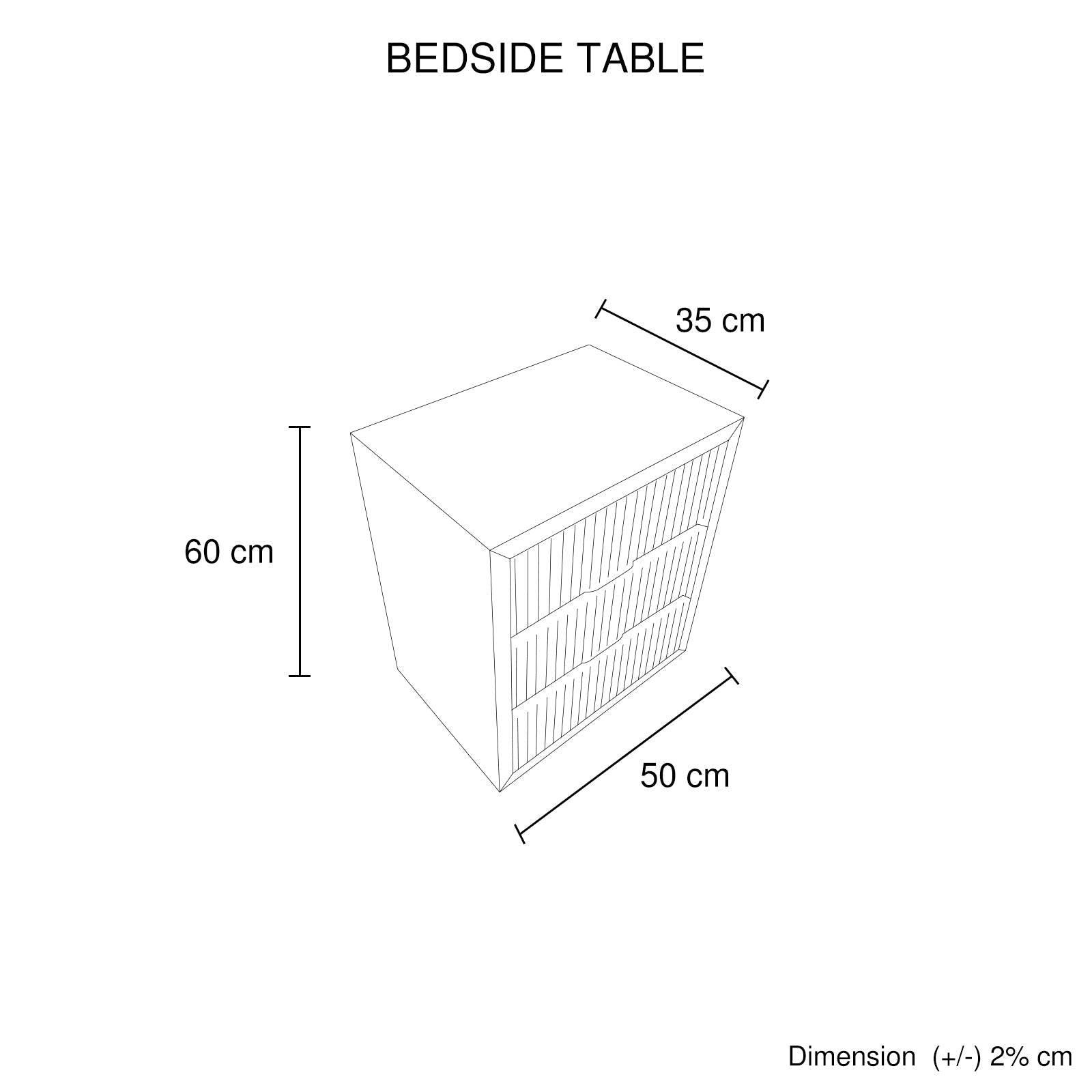 Bedside Table MDF Brown Colour Waveform Design Three Drawers V43-BST-TOBY