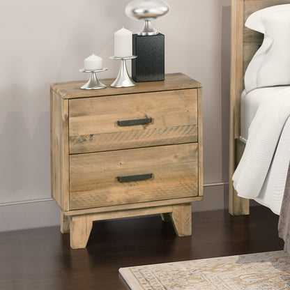 Bedside Table 2 drawers Night Stand Solid Wood Storage Light Brown Colour V43-BST-WDL