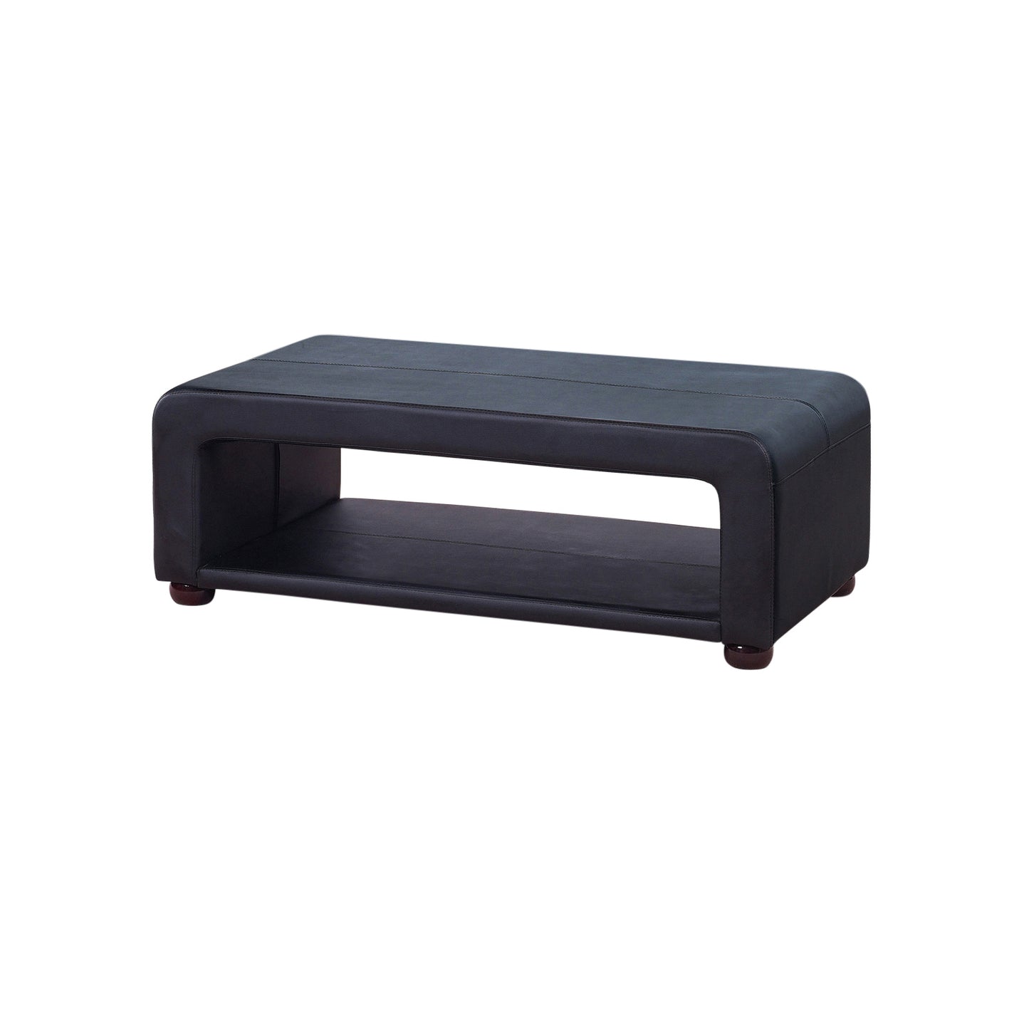 Coffee Table Upholstered PU Leather in Black Colour with open storage V43-CT-MAJ-BL