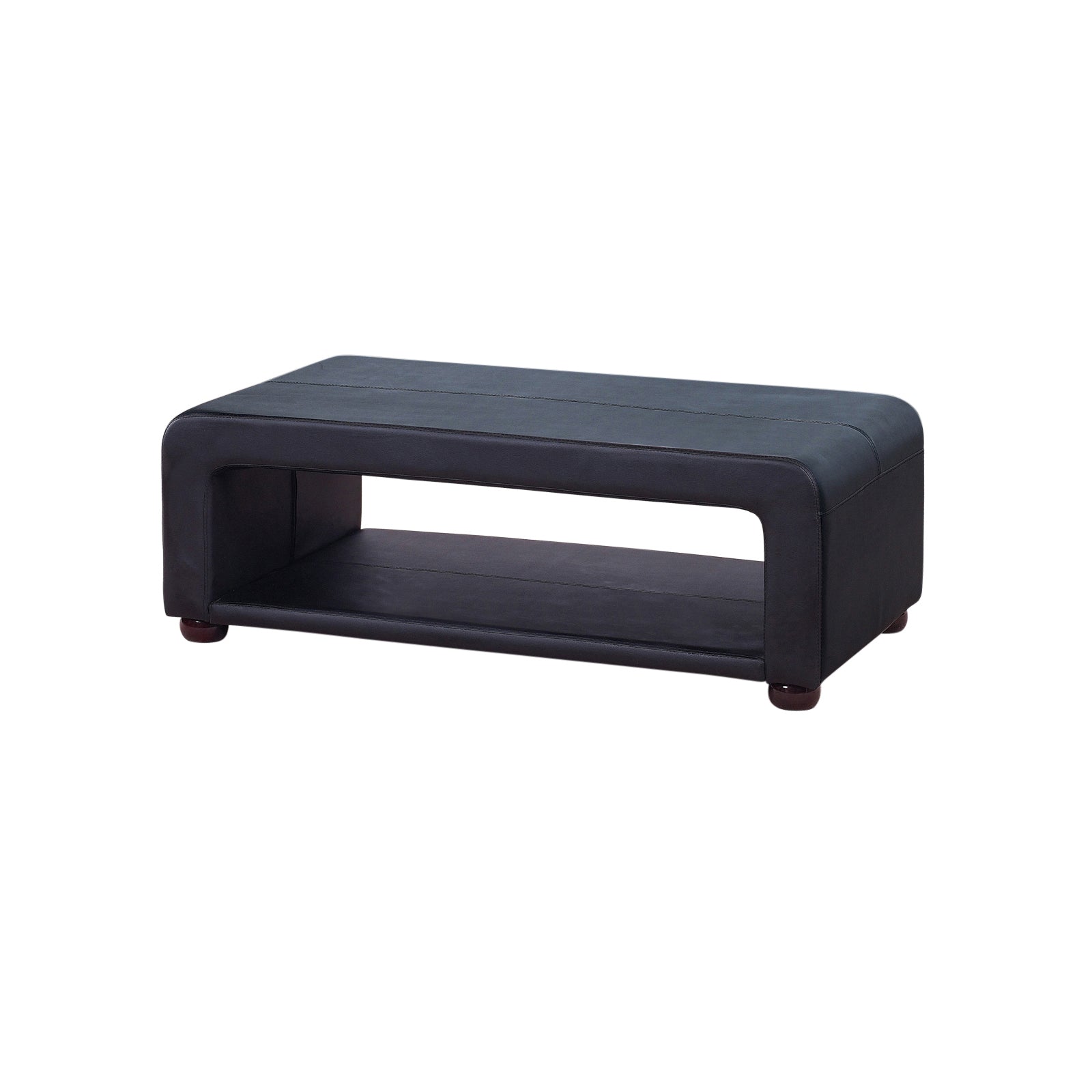 Coffee Table Upholstered PU Leather in Black Colour with open storage V43-CT-MAJ-BL
