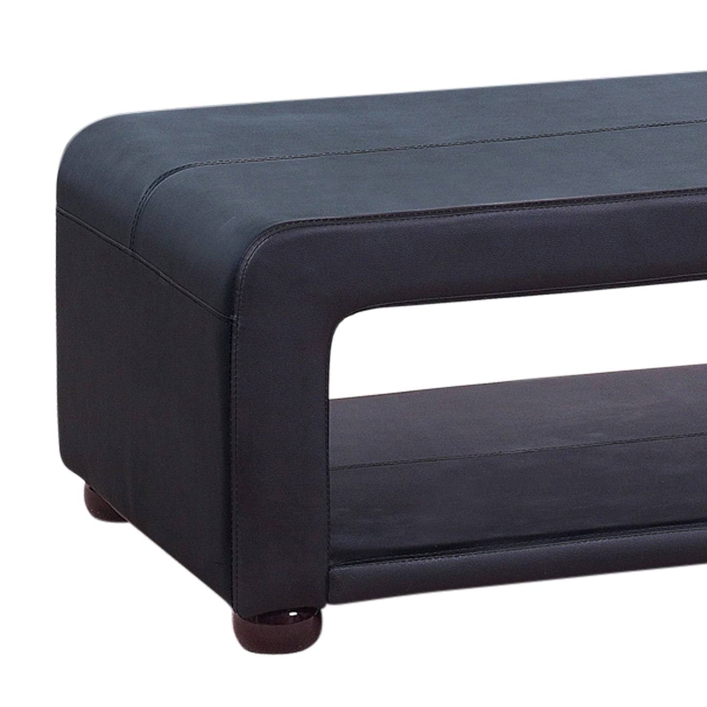 Coffee Table Upholstered PU Leather in Black Colour with open storage V43-CT-MAJ-BL