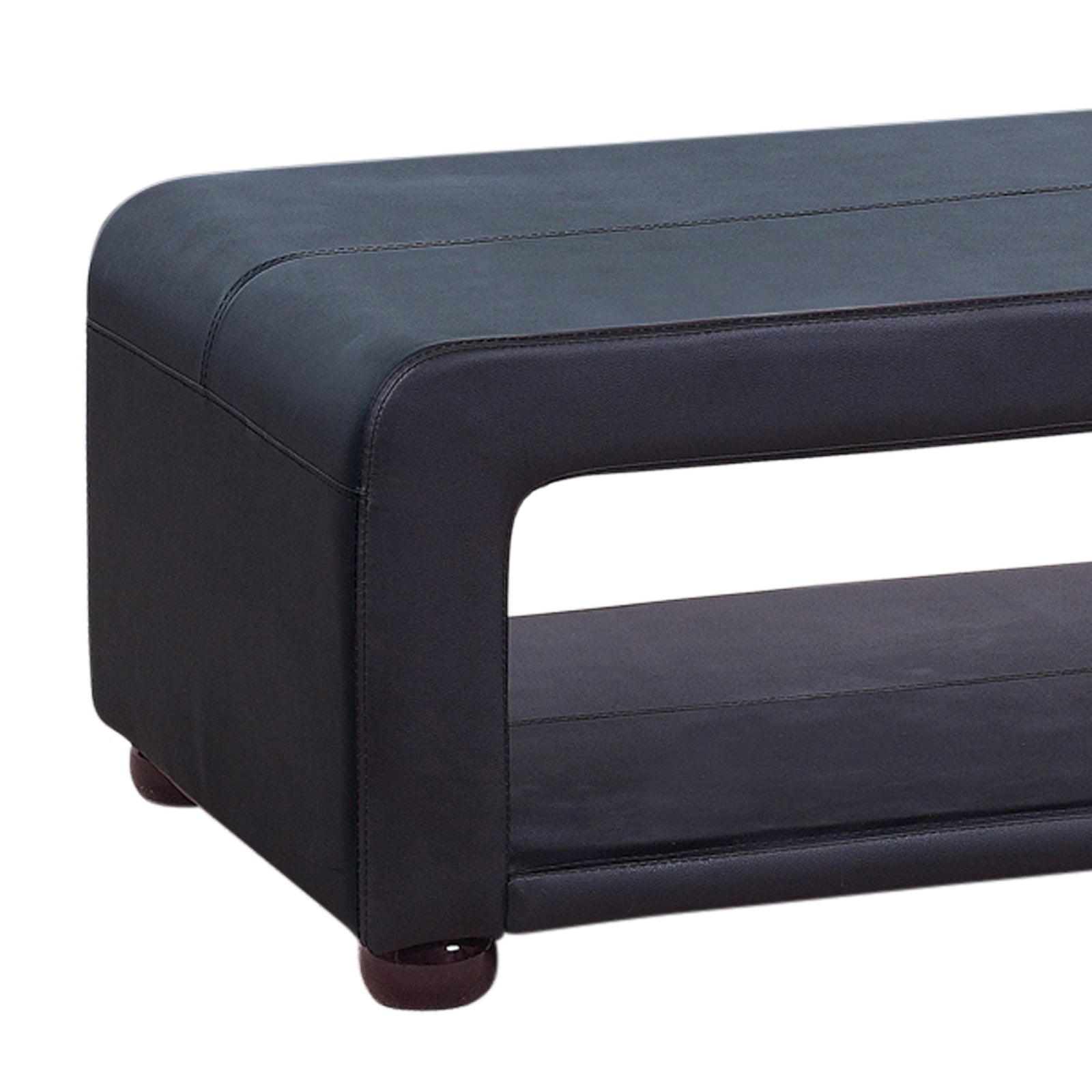 Coffee Table Upholstered PU Leather in Black Colour with open storage V43-CT-MAJ-BL
