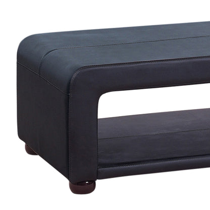 Coffee Table Upholstered PU Leather in Black Colour with open storage V43-CT-MAJ-BL