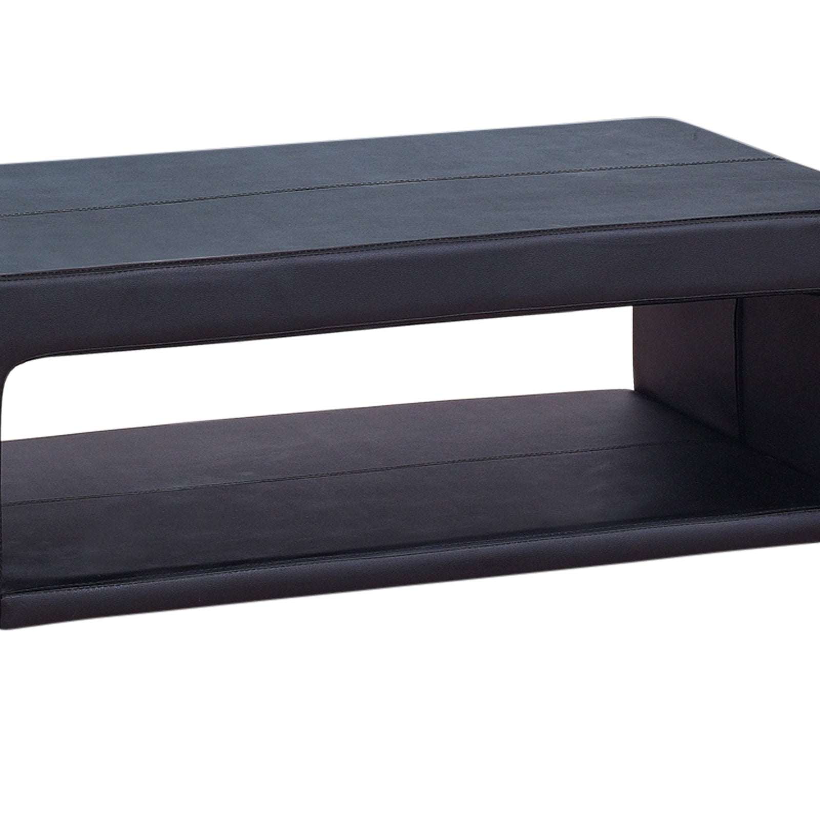 Coffee Table Upholstered PU Leather in Black Colour with open storage V43-CT-MAJ-BL