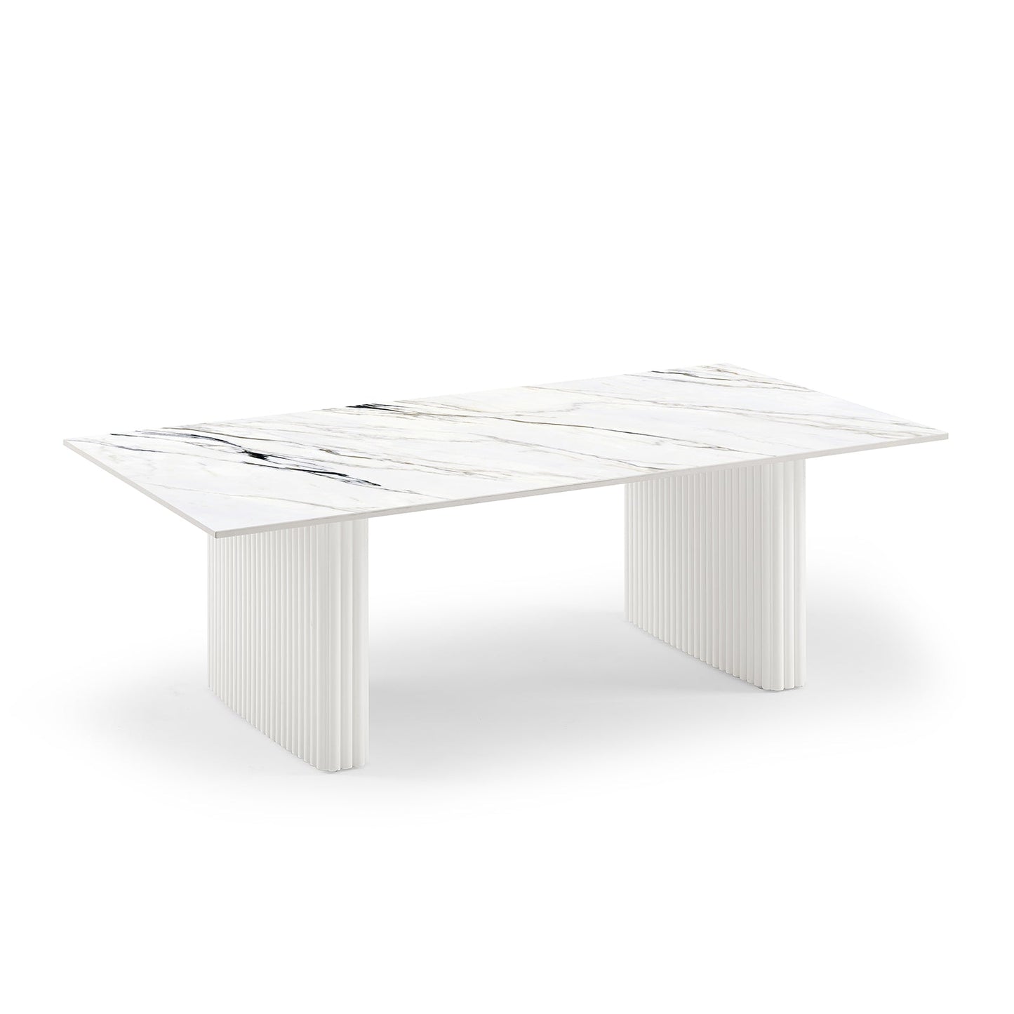 Coffee Table Sintered Stone Top MDF Table Base Glossy White V43-CT-SCRL