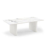 Coffee Table Sintered Stone Top MDF Table Base Glossy White V43-CT-SCRL