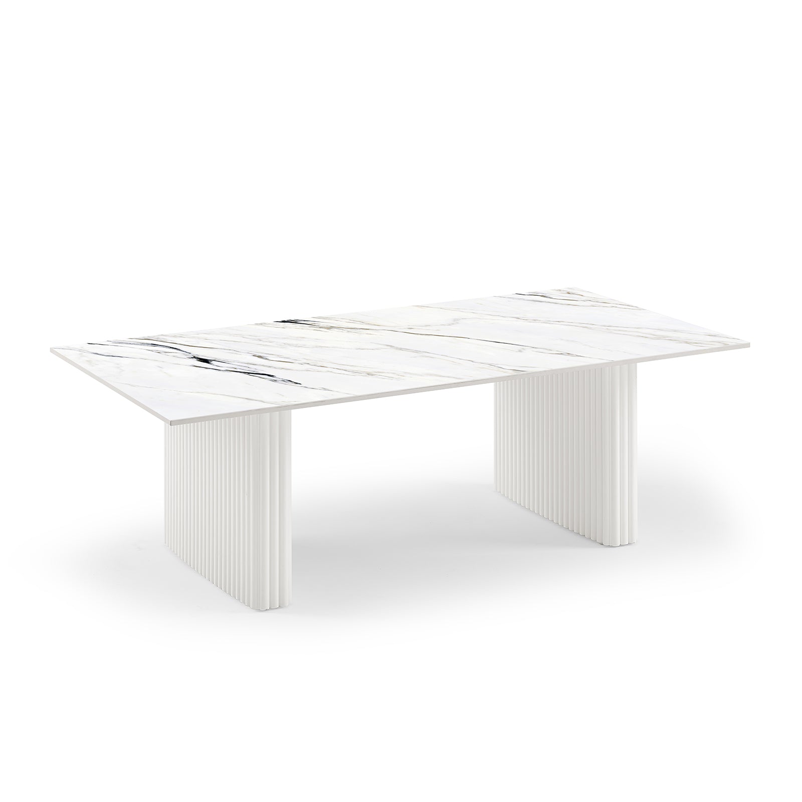 Coffee Table Sintered Stone Top MDF Table Base Glossy White V43-CT-SCRL