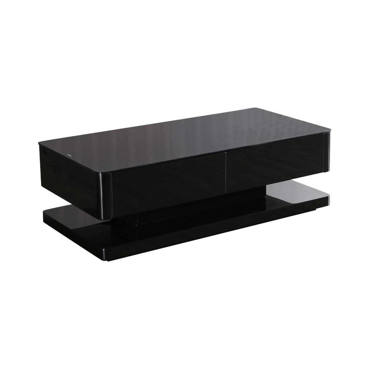 Stylish Coffee Table High Gloss Finish in Shiny Black Colour with 4 Drawers Storage V43-CT-SUP-BL