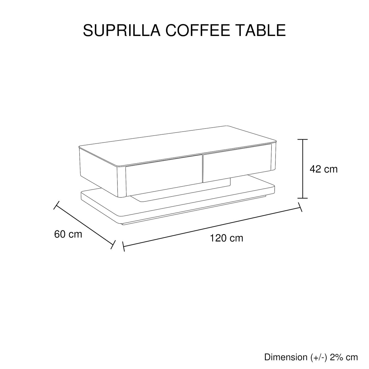 Stylish Coffee Table High Gloss Finish Shiny White Colour with 4 Drawers Storage V43-CT-SUP-WH