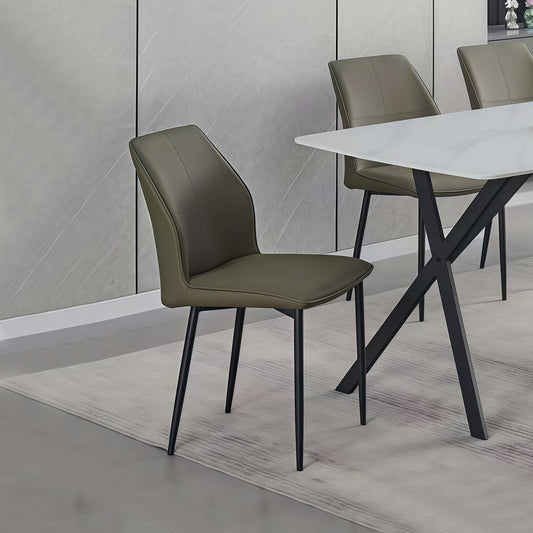 6x Dining Chair Brown Faux Leather Upholstered Seat Powder Coated Iron Legs V43-DC-BLLY