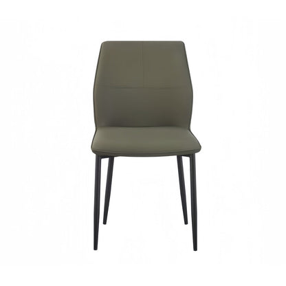 6x Dining Chair Brown Faux Leather Upholstered Seat Powder Coated Iron Legs V43-DC-BLLY