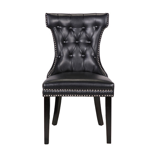Century 2X Dining Chair Black Pu Wooden Legs V43-DC-CNTRY