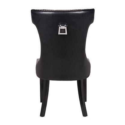 Century 2X Dining Chair Black Pu Wooden Legs V43-DC-CNTRY
