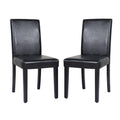 2x Wooden Frame Black Leatherette Dining Chairs with Solid Pine Legs V43-DC-MON-BLN
