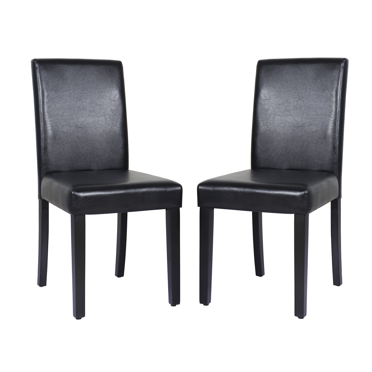 2x Wooden Frame Black Leatherette Dining Chairs with Solid Pine Legs V43-DC-MON-BLN