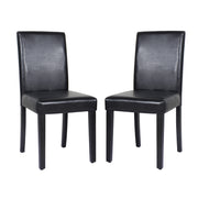 2x Wooden Frame Black Leatherette Dining Chairs with Solid Pine Legs V43-DC-MON-BLN
