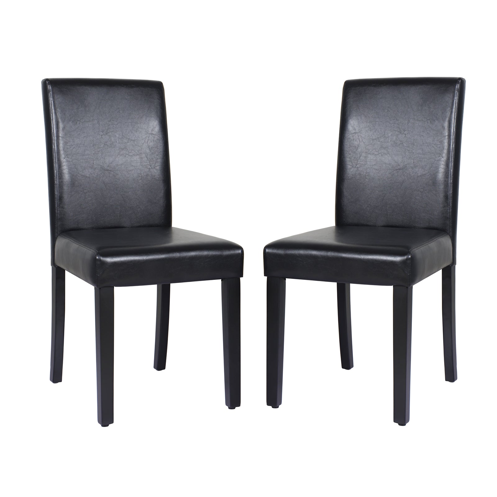 2x Wooden Frame Black Leatherette Dining Chairs with Solid Pine Legs V43-DC-MON-BLN
