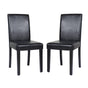 2x Wooden Frame Black Leatherette Dining Chairs with Solid Pine Legs V43-DC-MON-BLN