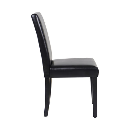 2x Wooden Frame Black Leatherette Dining Chairs with Solid Pine Legs V43-DC-MON-BLN