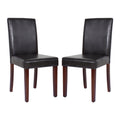 2x Wooden Frame Brown Leatherette Dining Chairs with Solid Pine Legs V43-DC-MON-BRN