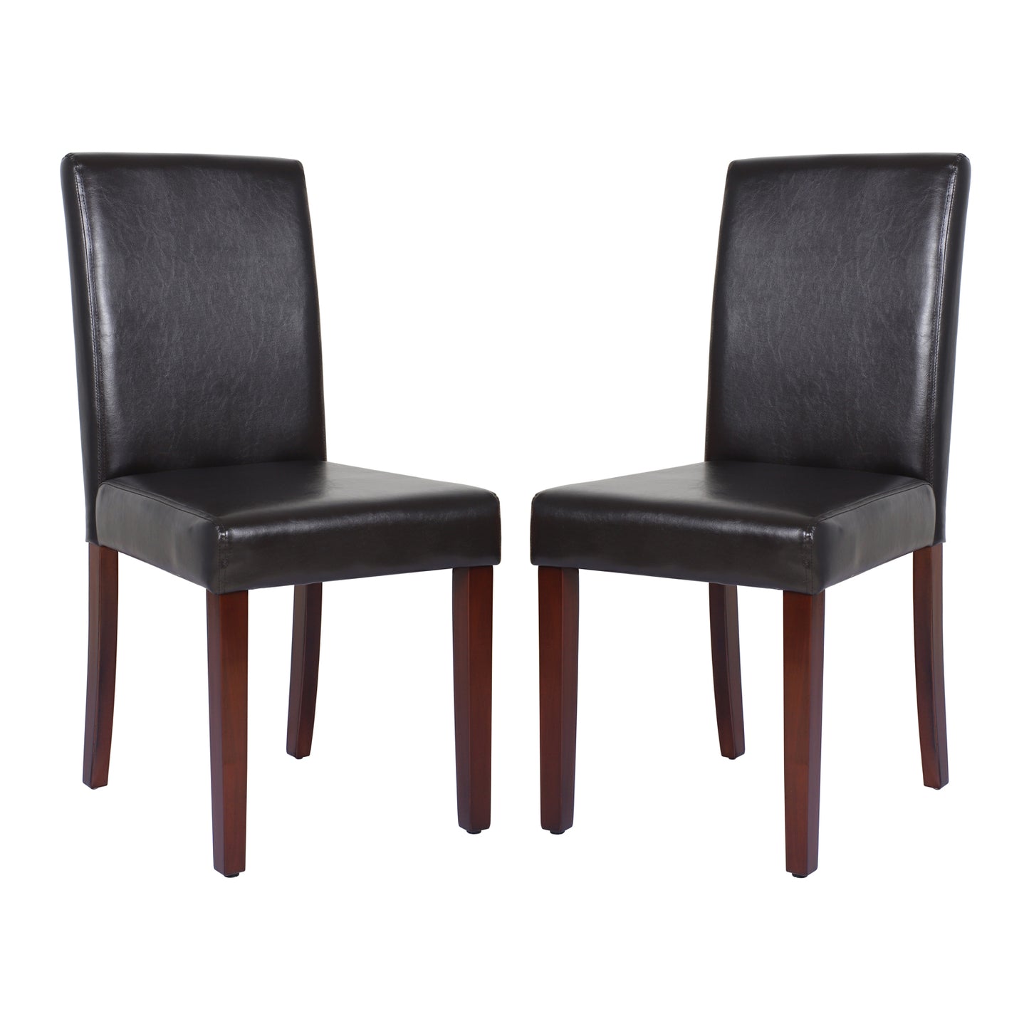 2x Wooden Frame Brown Leatherette Dining Chairs with Solid Pine Legs V43-DC-MON-BRN
