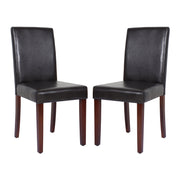 2x Wooden Frame Brown Leatherette Dining Chairs with Solid Pine Legs V43-DC-MON-BRN