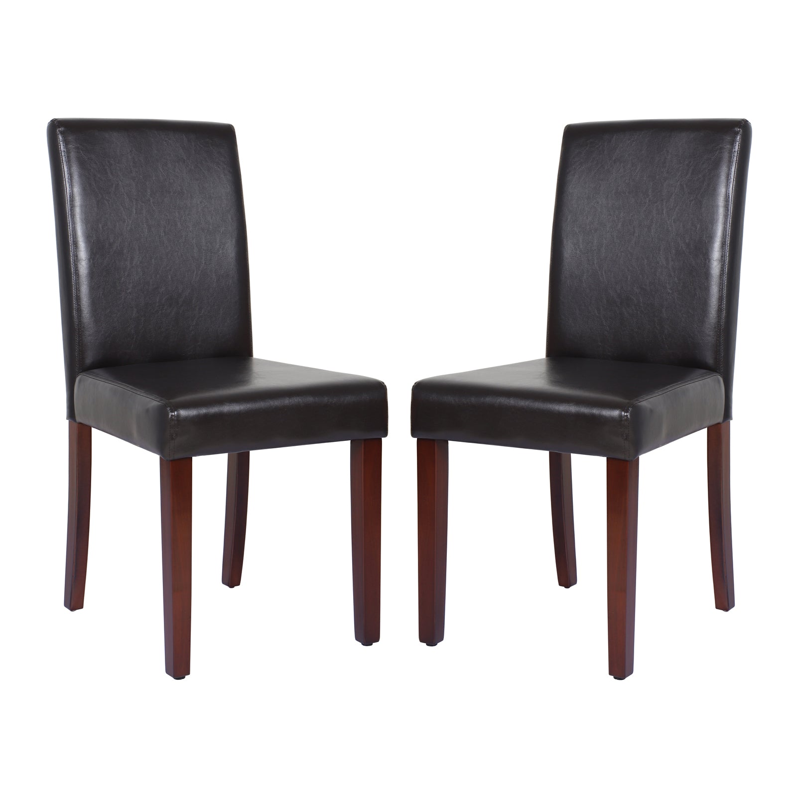 2x Wooden Frame Brown Leatherette Dining Chairs with Solid Pine Legs V43-DC-MON-BRN