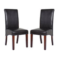 2x Wooden Frame Black Leatherette Dining Chairs with Solid Pine Legs V43-DC-SWI-BLN