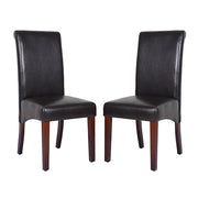 2x Wooden Frame Black Leatherette Dining Chairs with Solid Pine Legs V43-DC-SWI-BLN