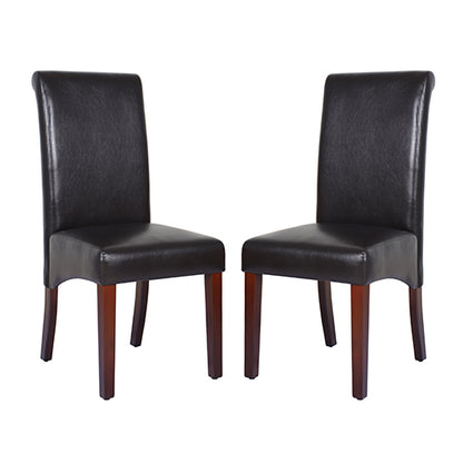 2x Wooden Frame Black Leatherette Dining Chairs with Solid Pine Legs V43-DC-SWI-BLN
