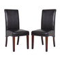 2x Wooden Frame Black Leatherette Dining Chairs with Solid Pine Legs V43-DC-SWI-BLN