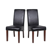 2x Wooden Frame Black Leatherette Dining Chairs with Solid Pine Legs V43-DC-SWI-BLN