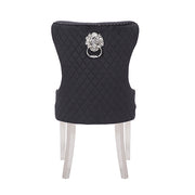 Victoria 2X Dining Chair Black Velvet & STAINLESS STEEL Legs V43-DC-VIC