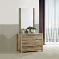 Dresser with 3 Storage Drawers in Natural Wood like MDF in Oak Colour with Mirror V43-DRS-CELOAK