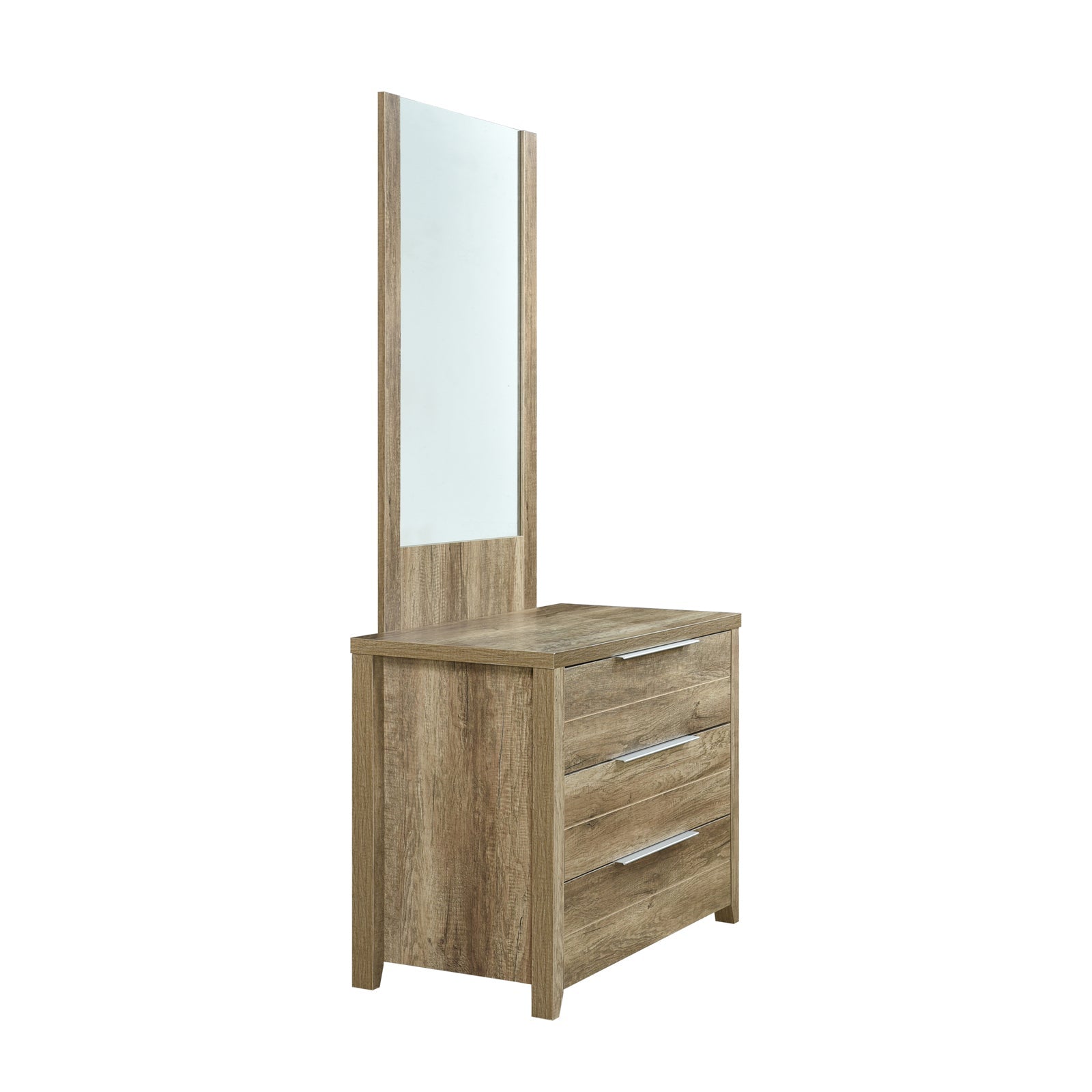 Dresser with 3 Storage Drawers in Natural Wood like MDF in Oak Colour with Mirror V43-DRS-CELOAK
