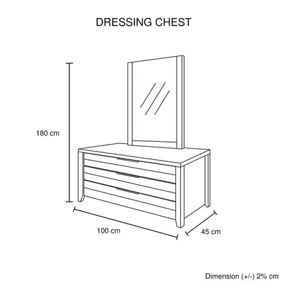 Dresser with 3 Storage Drawers in Natural Wood like MDF in Oak Colour with Mirror V43-DRS-CELOAK