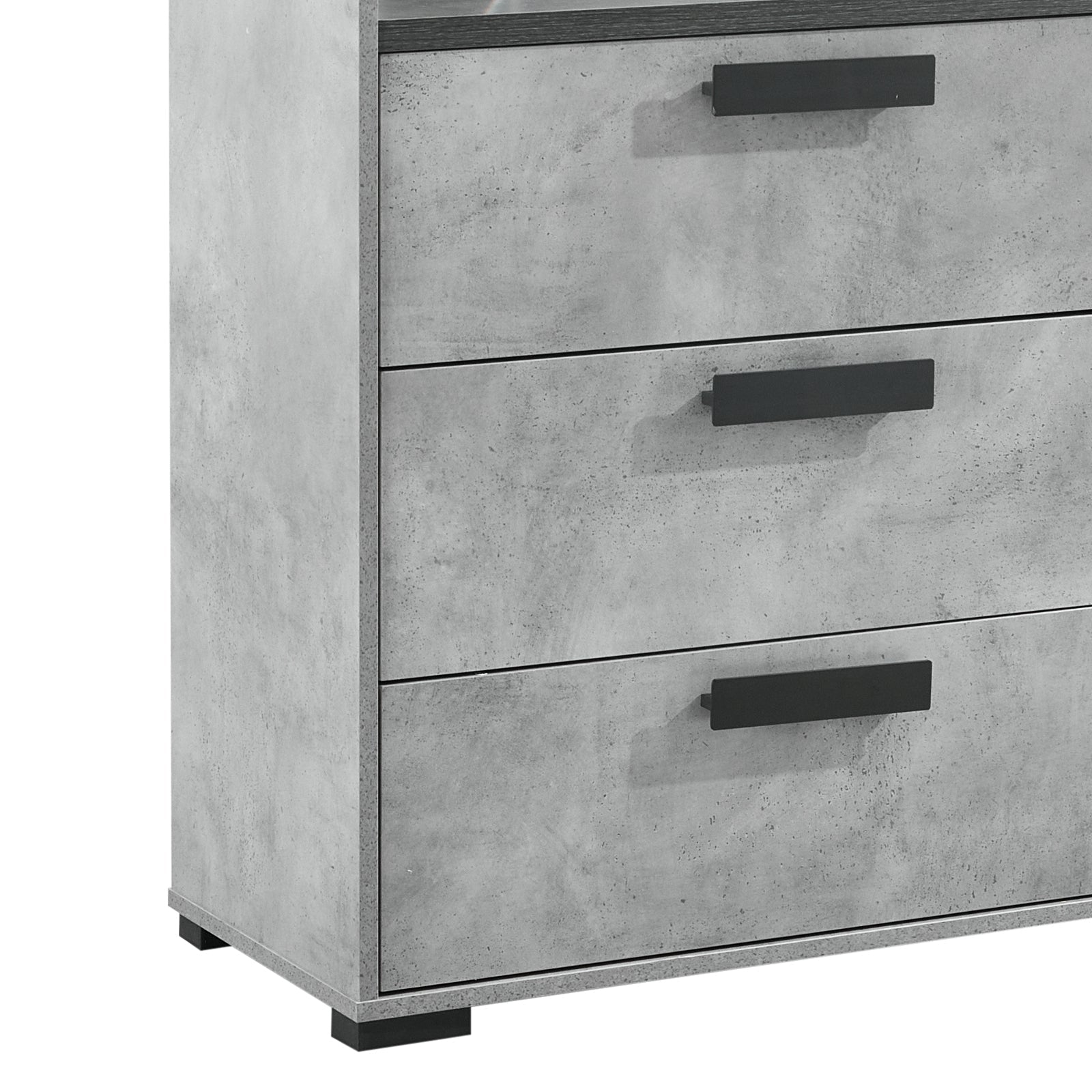Tallboy with 5 Storage Drawers MDF Combination of Black & Cement Colour V43-DRS-COP