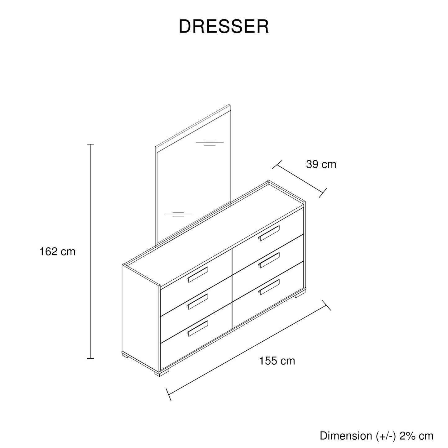 Tallboy with 5 Storage Drawers MDF Combination of Black & Cement Colour V43-DRS-COP