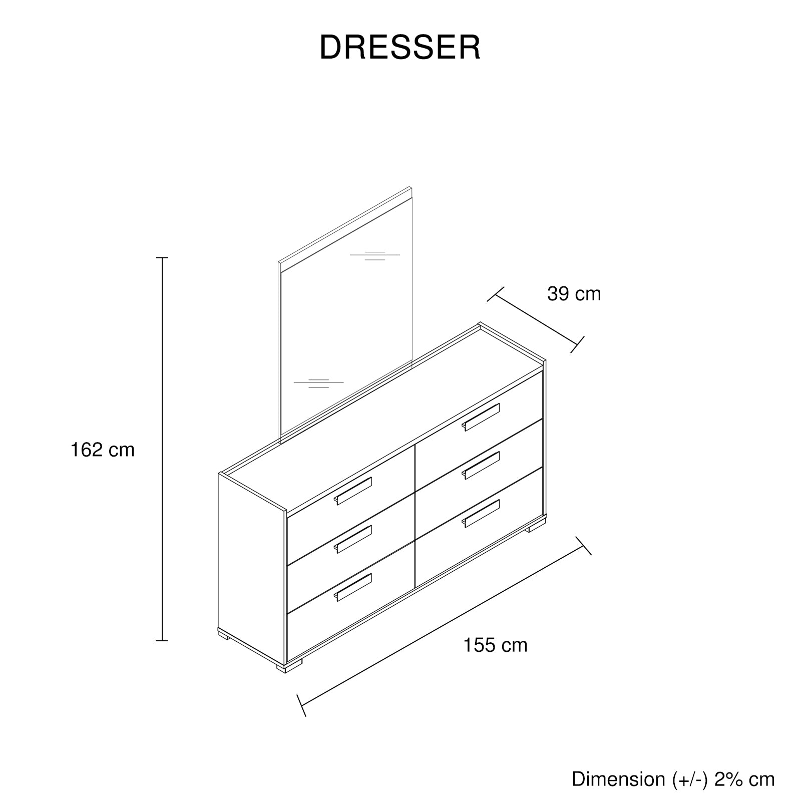 Tallboy with 5 Storage Drawers MDF Combination of Black & Cement Colour V43-DRS-COP