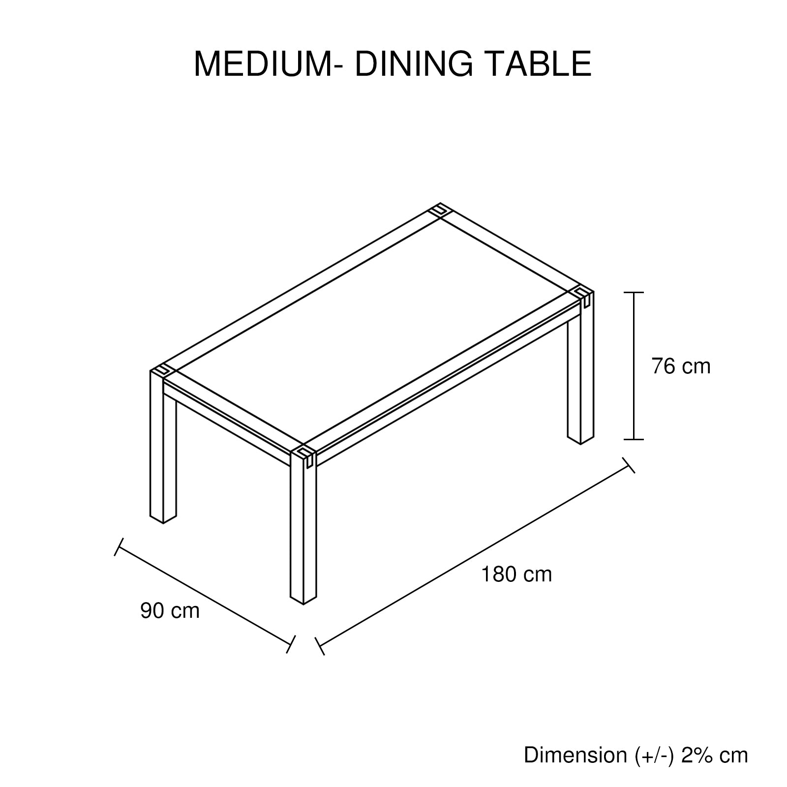 Dining Table 180cm Medium Size with Solid Acacia Wooden Base in Oak Colour V43-DT-NOW-OK-M
